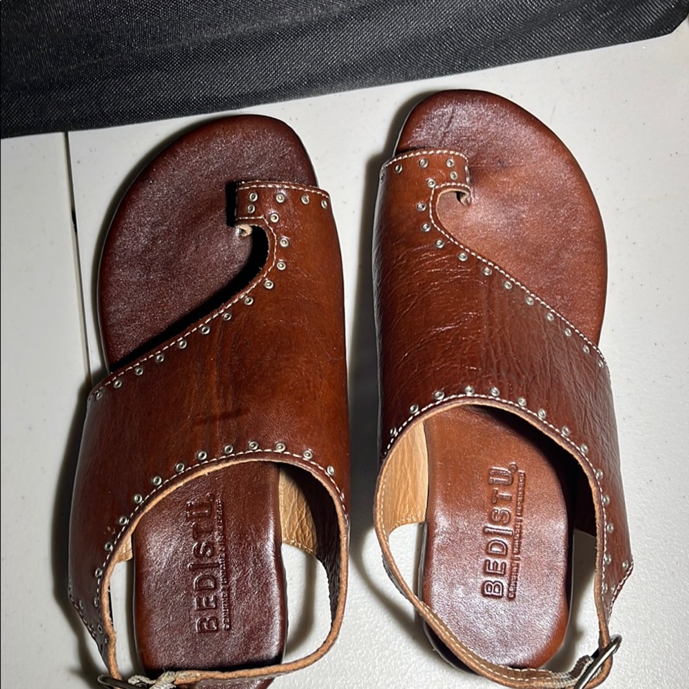 Bed Stu -quality craftsman Brown Leather Sandals size 6.5 unworn - Picture 6 of 12